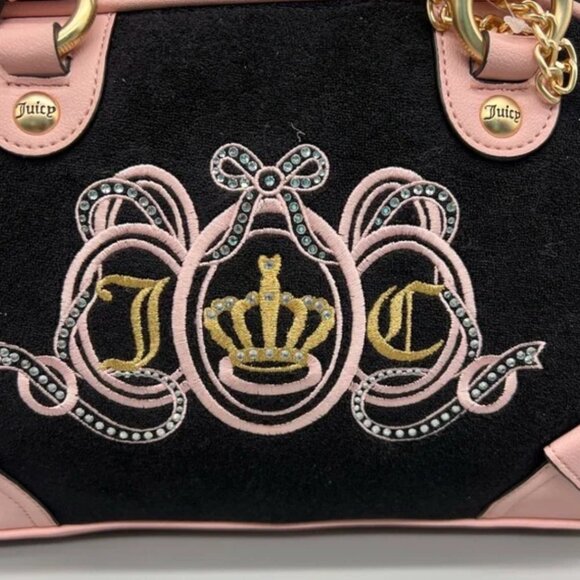 Juicy Couture Juicy Lovers Club Bowler Crossbody Handbag Black Pink NWT - Picture 4 of 8
